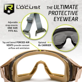 Revision Desert Locust - Kit básico de anteojos militares – lente ahumada, marco bronceado, talla única – anteojos antiempañante de protección ocular – fabricado en Estados Unidos