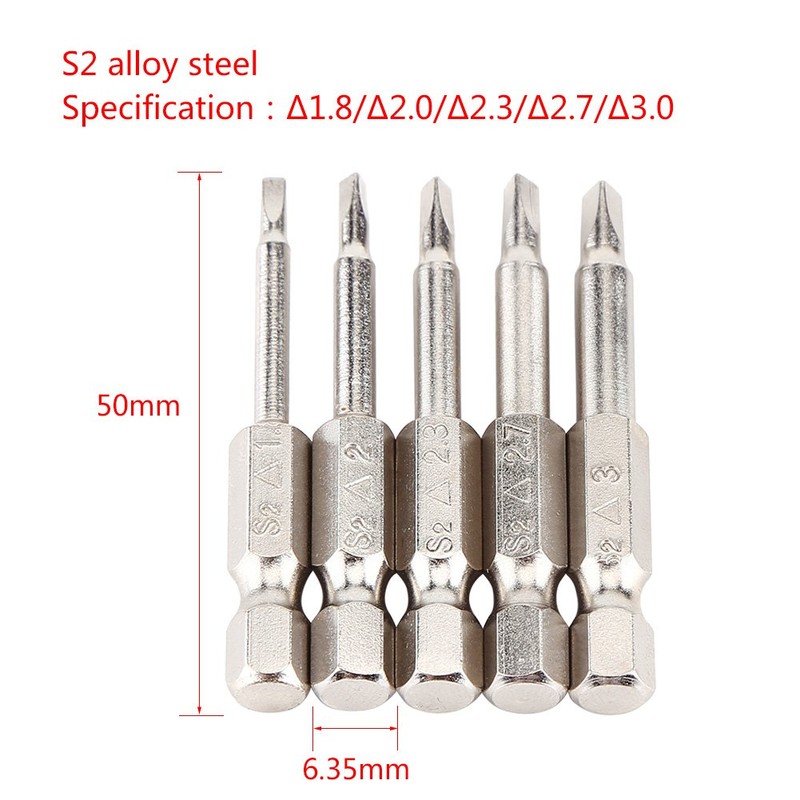 Triangle Head Screwdriver Bit Set, 5pcs 50mm 1/4 Hex Shank