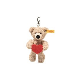 Steiff Fynn Teddy Bear Pendant 12 cm Beige Love Key Ring Cuddly Teddy Plush with Red Felt Heart Lucky Charm Ideal Gift Idea Machine Washable