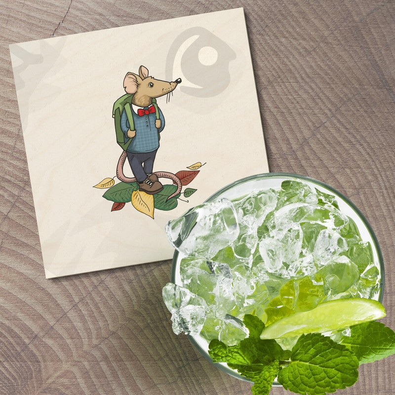 Unbranded Funny Mouse Schoolboy Animal 4'' X 4'' Square Wooden