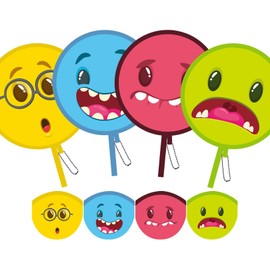 SUJJY 4PCS 4 Styles Foldable Cooling Fans, Handheld Cute Cartoon Monster Face Round Fans for Travel, Events, Indoor & Outdoor (Funny Monster)