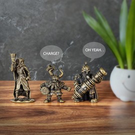 MAKWEN Dwarven Warriors Statue Decor Cute & Vivid Art Sculpture Set of 3 Golden Alloy Collectible Figurines for Home Living Room Office Shelf Decoration Valentines Day Gifts for Him (Dwarf Warrior)