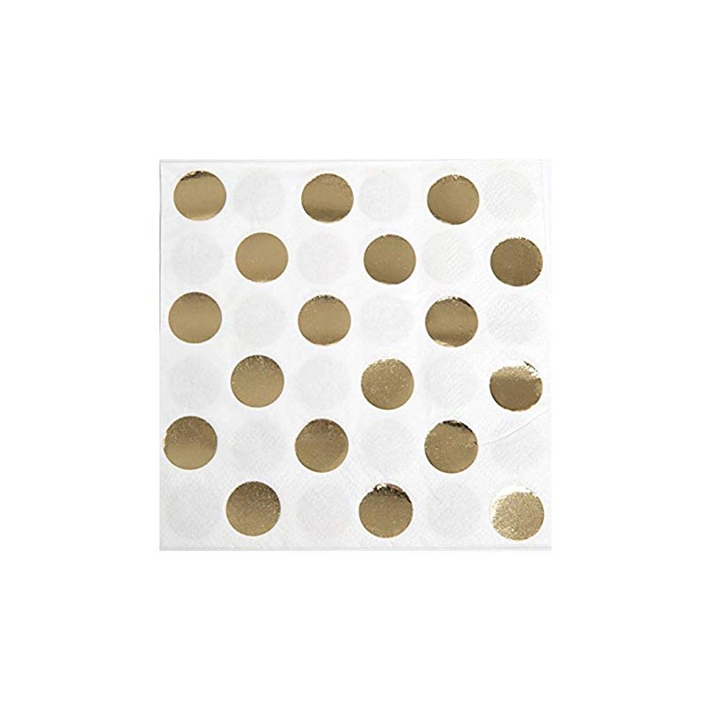 Punktmuster-Papierservietten - 13 cm - Goldfolie - Packung mit 16
