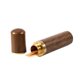 Yosoo Wooden Toothpick Box Handheld Toothpick Holder Case Portable Capsule Cover Blackwood