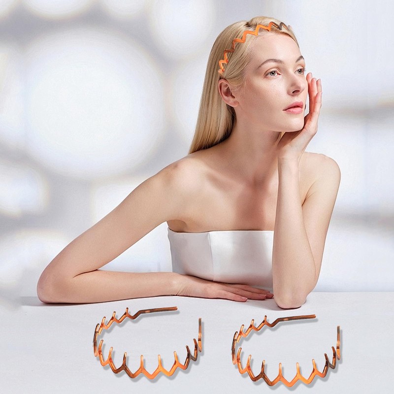 2 Pcs 90s Zig Zag Headband, Plastic Hairbands with Sharks