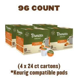 Panera Bread Caramel Light Roast Coffee, Single Serve 96 Count Pods (4 Packs of 24)