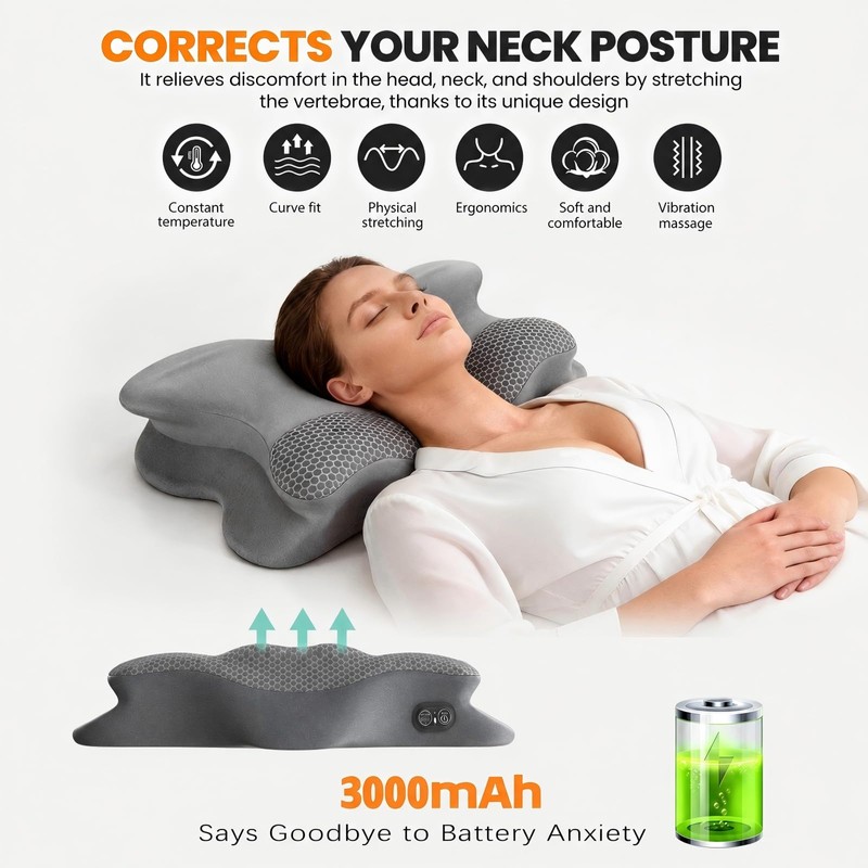 3-in-1 Cervical Neck Pillow for Neck Pain Relief with Heating