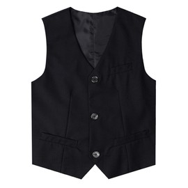 mintgreen Boys Waistcoat, Kids Classic Solid Color Wedding Suit Vest, Black, 11-12 Years, 12