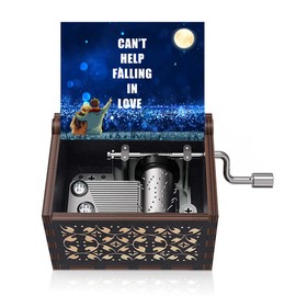 Can't Help Falling in Love, Hand Crank Wooden Music Box Valentine Day Gift for Wife Girlfriend Husband Boyfriend, Romantic Gift for Birthday Anniversary