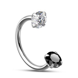 Oufer 18G/20G Horseshoe Internally Threaded & Threadless AAA+ Grade CZ Nostril Cartilage Lobe Piercing Ring Inner Diameter 7mm 8mm 10mm 316L Stainless Steel:_Silver Bar+ Black & Clear CZ_20G Threadless (Push Pin)_8mm