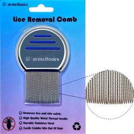 Acme Basics Lice Comb, Premium Quality Stainless Steel Lice and Nit Comb for Head Lice Treatment for Kids and Adults. Professional, Durable and Reusable