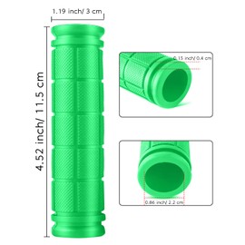 2 Pairs Bicycle Handlebar Bike Non-Slip Rubber Mushroom Grips for BMX MTB Road Mountain Kids Boys Girls (Green)