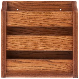 Wooden Mallet Rack, Wall Mount or Tabletop, Medium Oak Magazine Holder