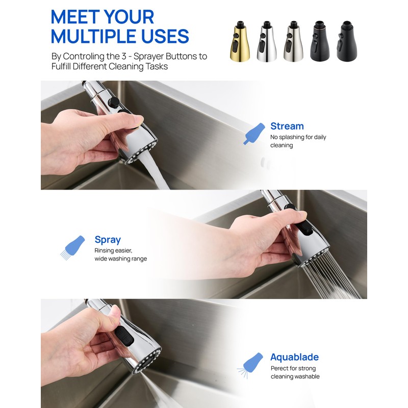 J-HVA Pull Down Kitchen Faucet Sprayer Head Replacement Part, 3