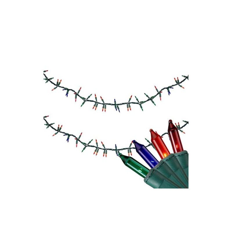 Mini Christmas Light Garland Set - Multi-Color - 18' Green