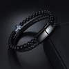 Udolfly Mens Double-Row Braided Leather Bracelets with Clasp Cross Bangle