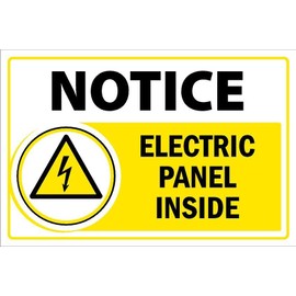 Notice, electric panel inside, warning sign - 1mm flexible Plastic sign (300mm x 200mm)