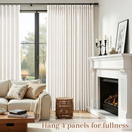 Joywell Natural Pinch Pleated Linen Curtains 84 Inches Long 2 Panels for Living Room Bedroom Sliding Door Thick Boho Back Tab Semi Sheer Light Filtering Privacy Window Drapes Clip Rings Hooks 40x84