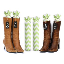 My Boot Trees - Boot Shaper Stands for Closet Organization - Keeps Them Shaped Properly - Many Patterns to Choose from - 1 Pair (Lime Green Chevron)