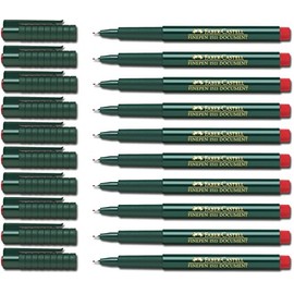 Faber-Castell Fibre Pen, Fine-Pen 1511, 0.4 mm, red, 10 Stifte