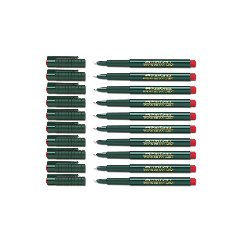 Faber-Castell Fibre Pen, Fine-Pen 1511, 0.4 mm, red, 10 Stifte