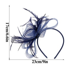 2 PCS Feather Hair Fascinator Headband Retro Elegant Flower Hair Fascinator Wedding Top Hat Flower Mesh Ribbons Wedding Headwear Party Hair Accessories for Girls and Women