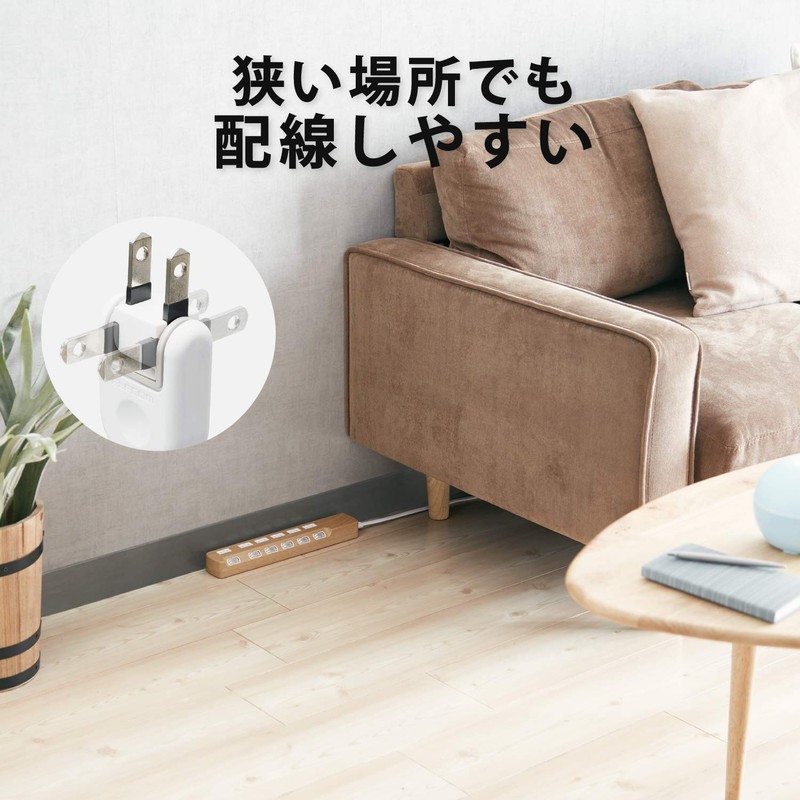 Elecom ECT-1310O Power Strip, Lightning Guard, Individual Switch, Dust Shutter,