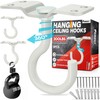 [UPGRADED] 2Pcs 200LBS Rotatable Ceiling Hooks with 4 Screw Points