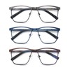 OLOMEE Blue Light Blocking Reading Glasses Mens Full Metal Square