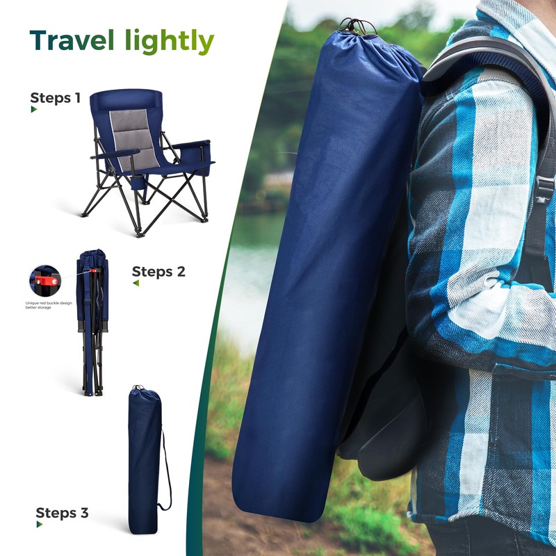 ALPHA CAMP Oversized Folding Camping Chairs High Backrest Heavy Duty