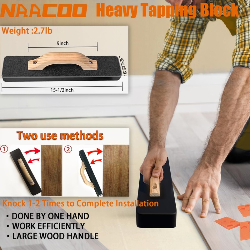 NAACOO Laminate/Vinyl Flooring Tools, Heavy Tapping Block for Vinyl Plank