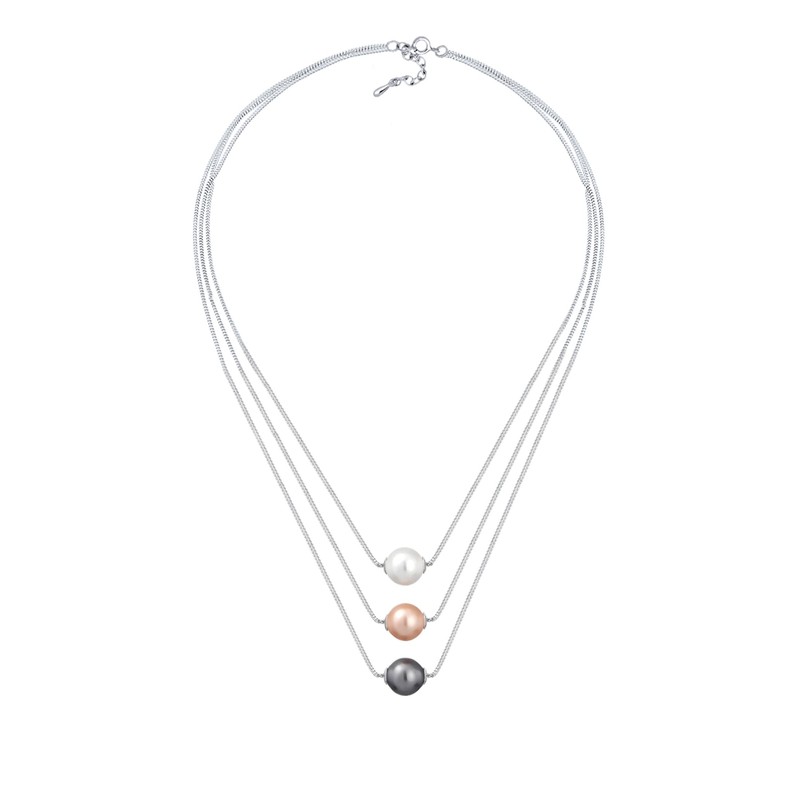 Elli Women's Layer Chain Synthetic Pearls with 925 Sterling Silver,