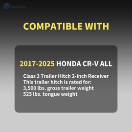 TangMiGe Class 3 Trailer Hitch, 2-Inch Receiver, Compatible with Honda CR-V CRV All 2017 2018 2019 2020 2021 2022 2023 2024 2025, Bright Black Color