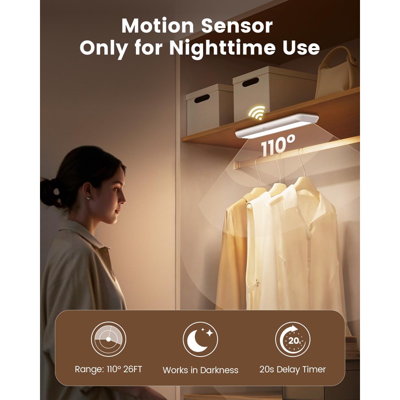 SURAIELEC Rechargeable Under Cabinet Light with Wall Switch, 3500mAh Under