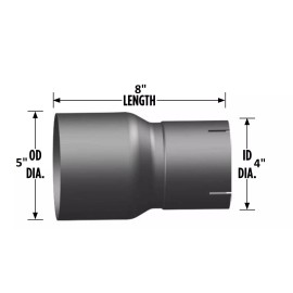 Dynaflex 5"-4" O.D./I.D. Reducer Exhaust Pipe Coupler 8" Length