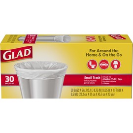 Glad Trash Bags, Small Garbage Bags - 4 Gallon White Trash Bag - 30 Count