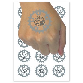Get in Gear Bike Cycle Temporary Tattoo Water Resistant Fake Body Art Set Collection - 54 1" Tattoos (1 Sheet)