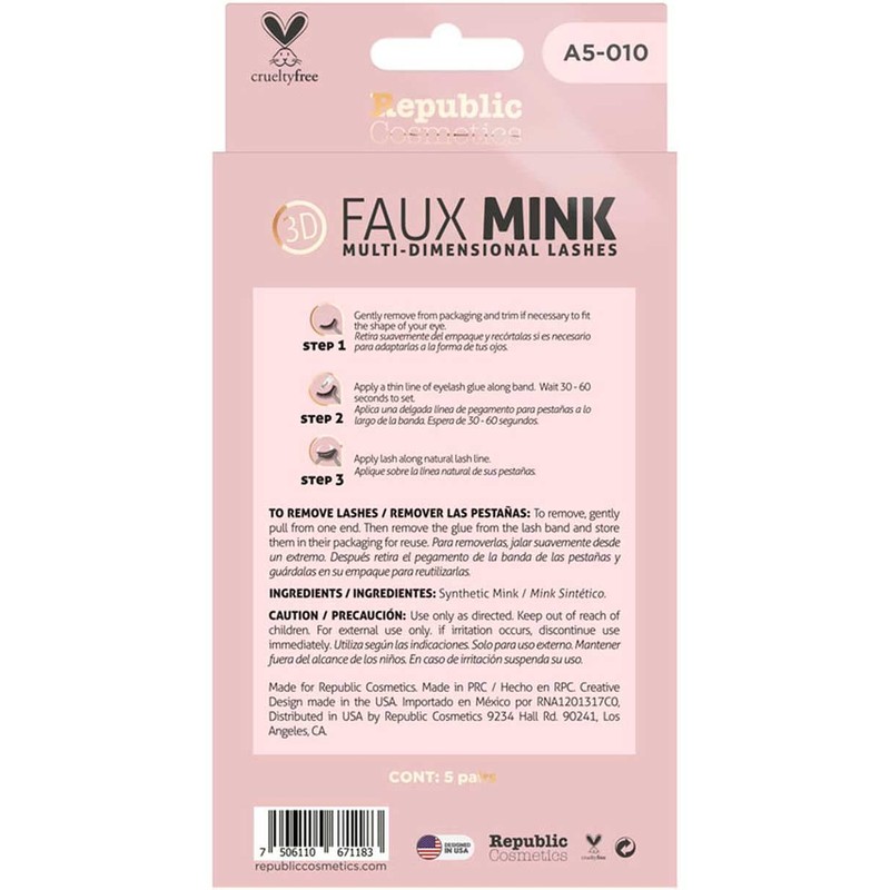 Republic Cosmetics - 3D FAUX MINK Un paquete con 5
