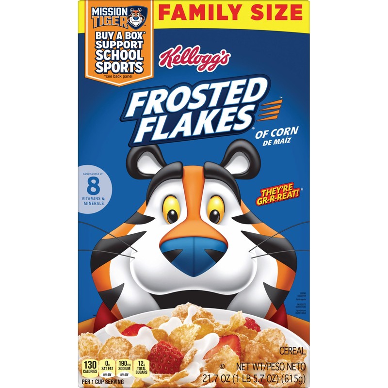 Kellogg's Frosted Flakes Breakfast Cereal, Kids Cereal, Family Breakfast, Family