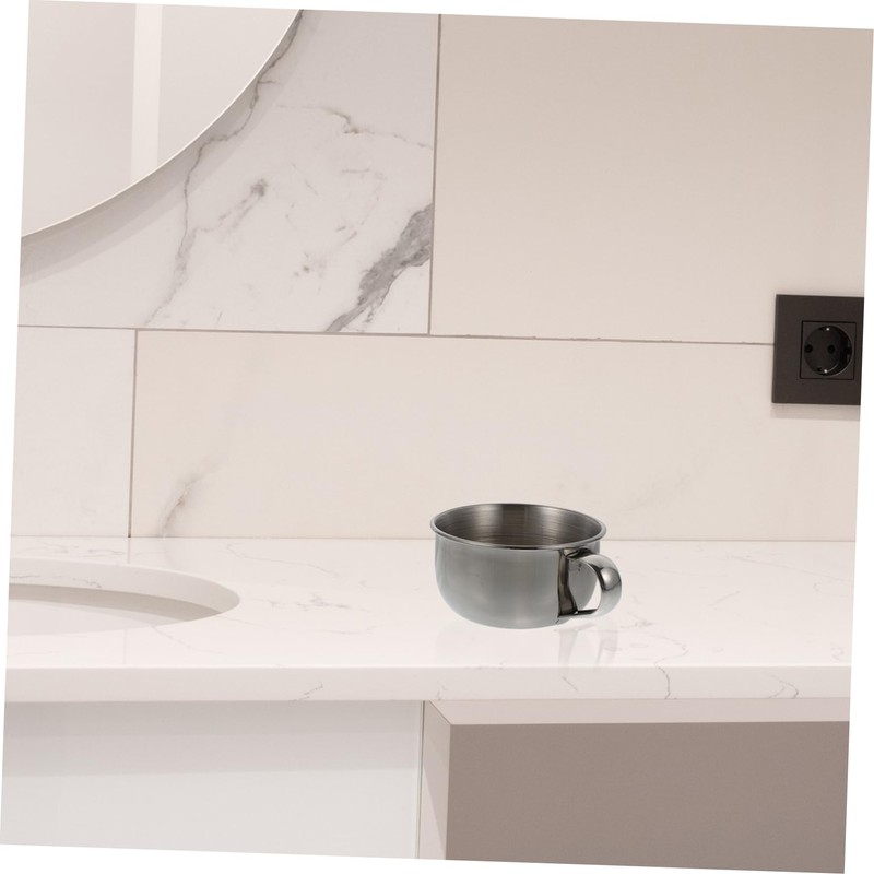 BIUDECO Elegant Men's Shaving Bowl Handle Stainless Steel Bowl for