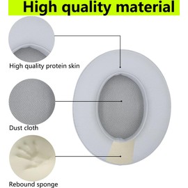 Replacement Ear Pads Compatible with Beats by Dr.Dre Studio 2.0 B0500 B0501 Wireless/Wired Studio 3.0 Headphones Soft Comfort Protein Leather Memory Foam Resilient (Gray)