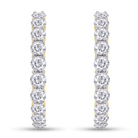 SAVEARTH DIAMONDS 3 1/4 Carat 3.5MM Round Cut Lab Created Moissanite Diamond Diameter 29MM Big Hoop Earring In 14k Yellow Gold Plated 925 Sterling Silver With 14k Gold Post, 3.25 Cttw)