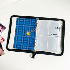 Photo Album A5 Zipper Mini Transparent Insert Binder Picture Postcard Album Book for Commemoration Black Photo Album