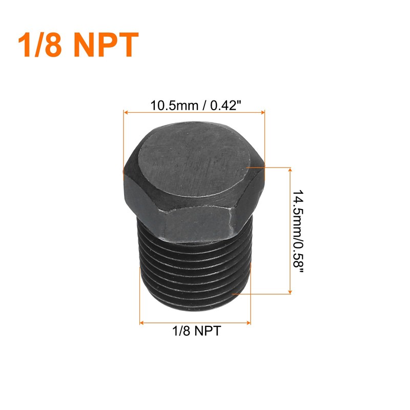 sourcing map 5Pcs 1/8 NPT Outer Hex Head Thread Pipe