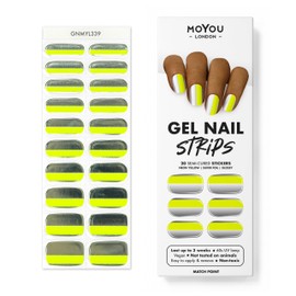 MOYOU LONDON Semi Cured Gel Nail Strips Flower 20 Pcs. UV Gel Nail Wraps for Salon-Quality Manicure, Easy to Apply, Trim, & Remove