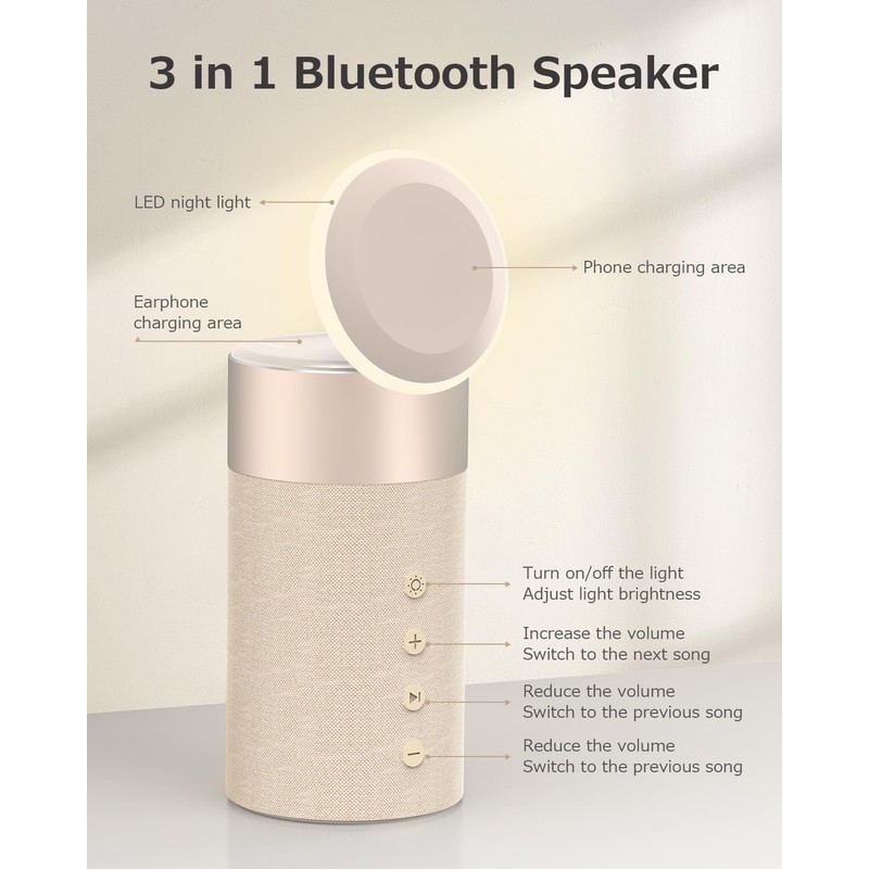 COLSUR Bluetooth Speaker, Magnetic Wireless Charger, Bluetooth Speakers with Night