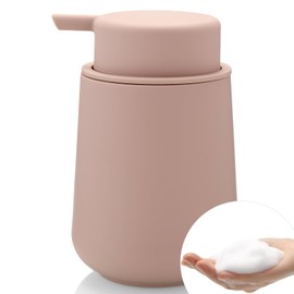 YAUKPH Matte Pink Foaming Hand Soap Dispenser Plastic 11 oz - Modern Minimalist Style for Bathroom & Kitchen Countertop Refillable