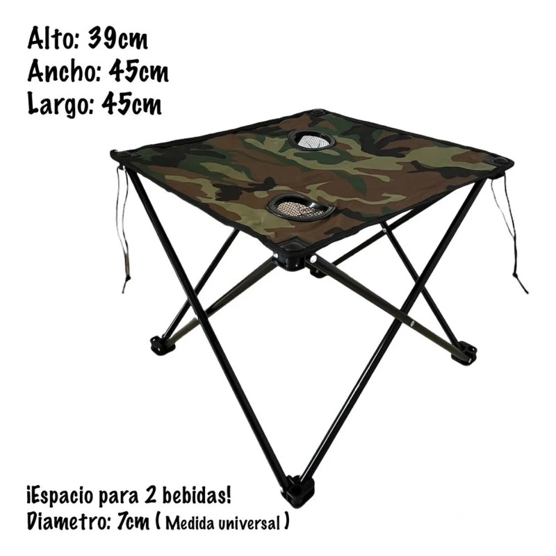 2 Sillas Plegables Mini Con Mesa Para Adulto Playa Camping.