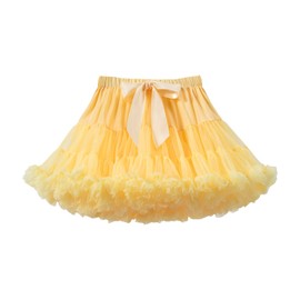 Summer Baby Girl Tulle Tutu Skirt Toddler Solid Color Dancing Layered Party Princess Ballet Dress Yellow L 8-10 Years