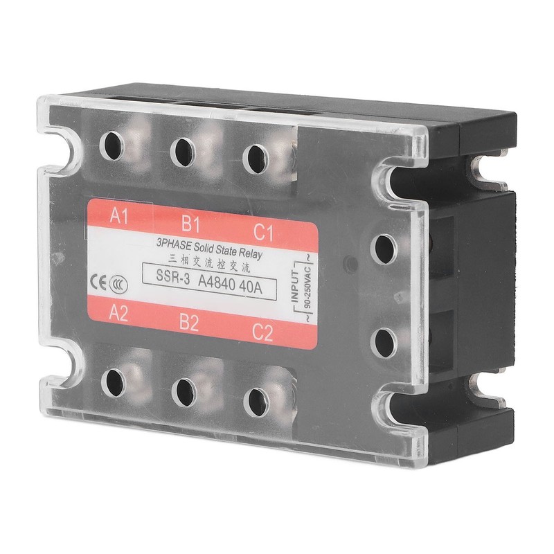 3 Phase Solid State Relay 40A LED Indicator Transparent Cover